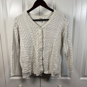 Talbots Petites Cardigan Women S Cable Knit Ivory Cream Vintage Button Sweater